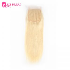AliPearl Hair Brazilian Human Hair 613 Blonde Lace Closure Straight 4x4 Free Part Closure 10-20 inch Non Remy Hair Free Shipping