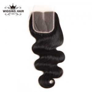 Wiggins Body Wave Hair Middle Part Lace closure with baby hair Natural Color 4 x 4 Closure 100% Human Hair Non Remy Brazilian