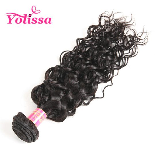 Yolissa Hair Brazilian Human Hair Bundles Water Wave 1 Piece Only Natural Black Color 1b Weft Bundle non-Remy Hair Free Shipping