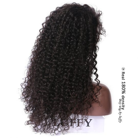 Luffy 180% Density Brazilian Non Remy Hair 13*6 Curly Lace Front Human Hair Wigs For Black Women Natural Color 6inch Deep Part
