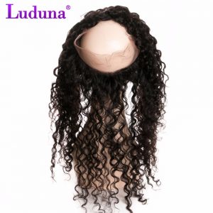 Luduna Brazilian Water Wave 360 Lace Frontal Closure With Baby Hair Natural Hairline 100% Non-remy Human Hair Weaving