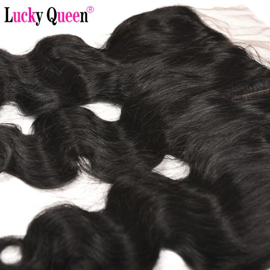 Brazilian Body Wave 13*4 Ear to Ear Pre-Plucked Lace Frontal Closure with Baby Hair Non-Remy Hair Lucky Queen Hair Products