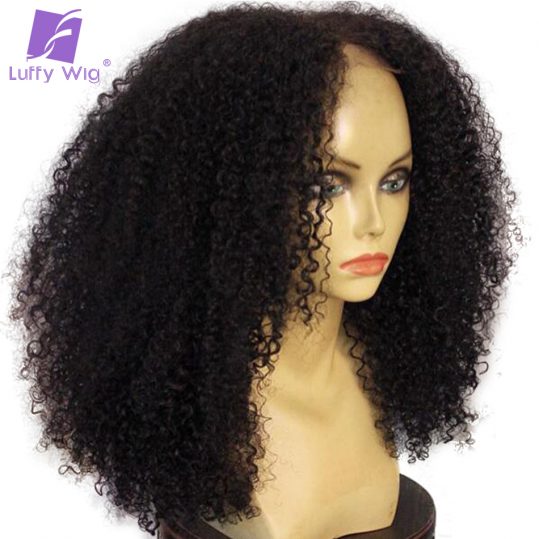 Luffy 180% Density 13*6  Deep Part Brazilian Kinky Curly Lace Front Human Hair Wigs Non-Remy For Black Women With Baby Hair