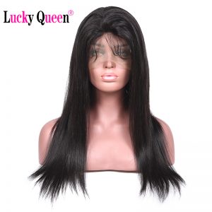 Lucky Queen Hair 360 Lace Frontal Wig Brazilian Straight Pre-Plucked Lace Front Human Hair Wigs with Baby Hair Non Remy Hair