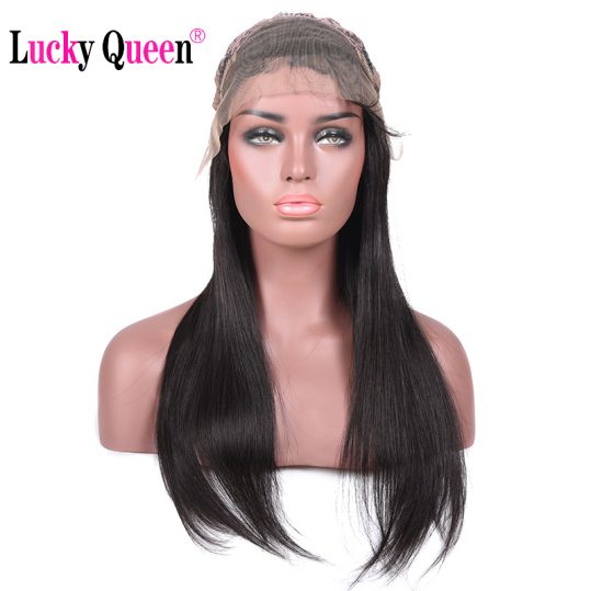 Lucky Queen Hair 360 Lace Frontal Wig Brazilian Straight Pre-Plucked Lace Front Human Hair Wigs with Baby Hair Non Remy Hair