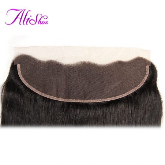 Alishes Hair Free Part Brazilian Straight Hair 13x4 Ear to Ear Lace Frontal With Baby Hair Bleached Knots Non Remy Human Hair