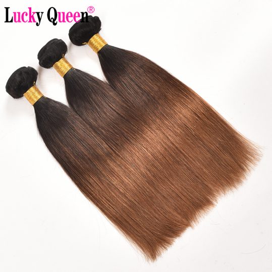 Lucky Queen Hair Products Ombre Brazilian Straight Hair 1B/4/30 Three Tone Human Hair Bundles 1PC Non Remy Hair Free Shipping