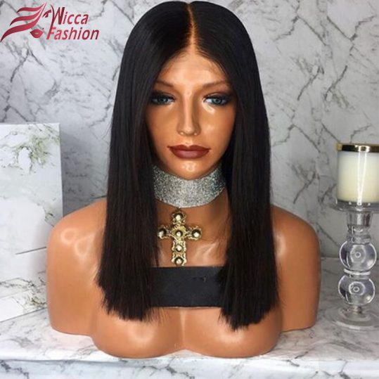 dream beauty Full Lace Human Hair Wigs For Black Women Pre Plucked Natural Hairline Brazilian Non Remy Short Bob Straight Wig