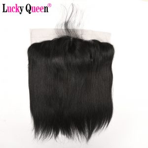 [Lucky Queen] Brazilian Straight Human Hair 13*4 Ear to Ear Lace Frontal Closure with Baby Hair Free Part Non Remy Hair