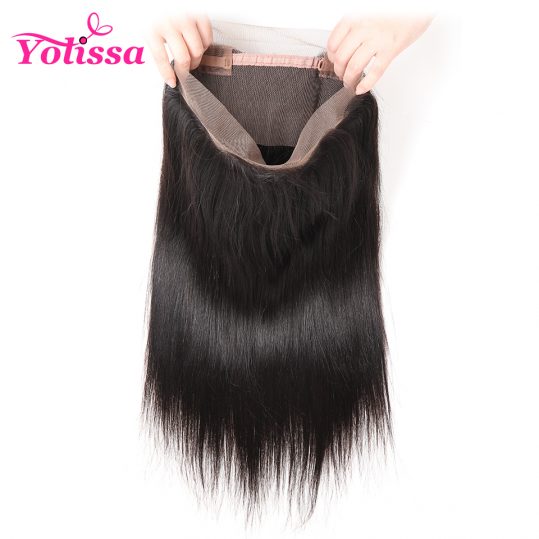 Yolissa Hair PrePlucked 360 Lace Frontal Closure Brazilian Straight Human Hair 22.5*4*2 Natural Hairline Baby Hair non-remy Hair