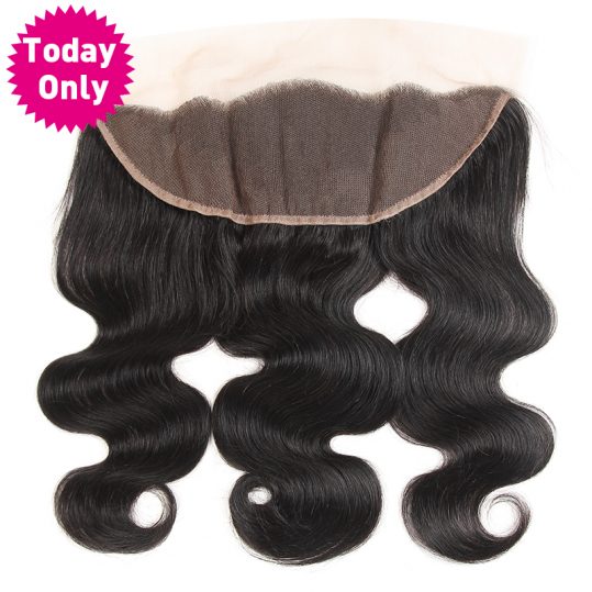 [TODAY ONLY] Brazilian Body Wave Bundles 13x4 Ear to Ear Lace Frontal Closure With Baby Hair Human Hair Bundles Non Remy Natural