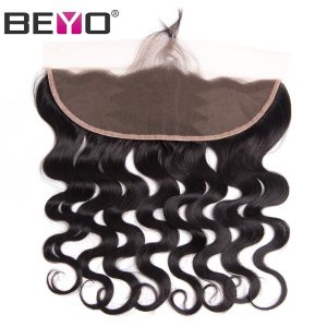 Beyo Hair Ear To Ear Lace Frontal With Baby Hair Pre Plucked Peruvian Body Wave Closure 13x4 Non-Remy Human Hair Free Shipping