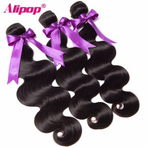 ALIPOP Peruvian Body Wave Hair Bundles Human Hair Bundles 1PC Hair Extensions 10"-28" Non-Remy Weave Can Match With Closure