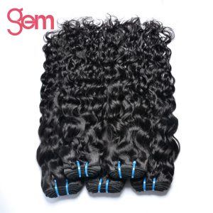 Peruvian Water Wave 100% Human Hair Weave Bundles Extension Natural Color 1b Non-remy Hair Gem Beauty Supply Hair Products