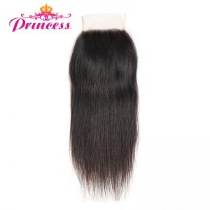 Beautiful Princess Peruvian Straight Hair Lace Closure 4*4 Free Part Closure Non-remy Hair 100% Human Hair Shipping Free