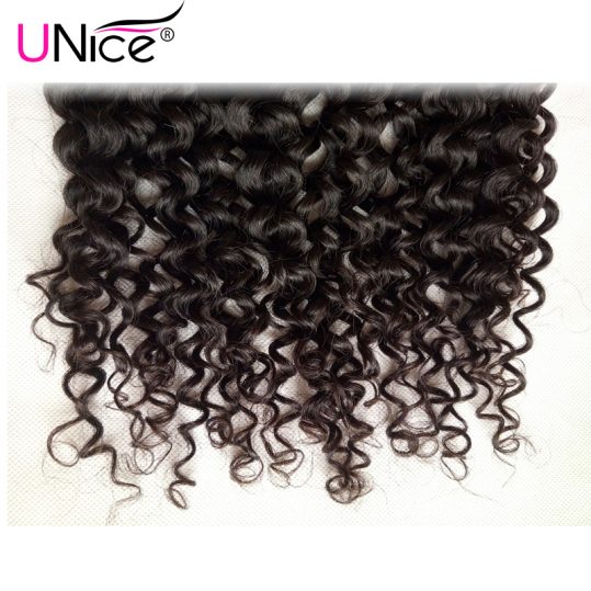UNice Hair Company 13"x4" Malaysian Curly Hair Lace Frontal 10-20inch 1 Piece Ear to Ear Free Part Closure Non-Remy Human Hair
