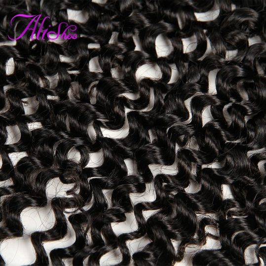 Alishes Hair Products Malaysian Curly Hair Lace Frontal 13*4 Free Part Bleached Knots Ear to Ear Non-Remy Human Hair Can Be Dyed