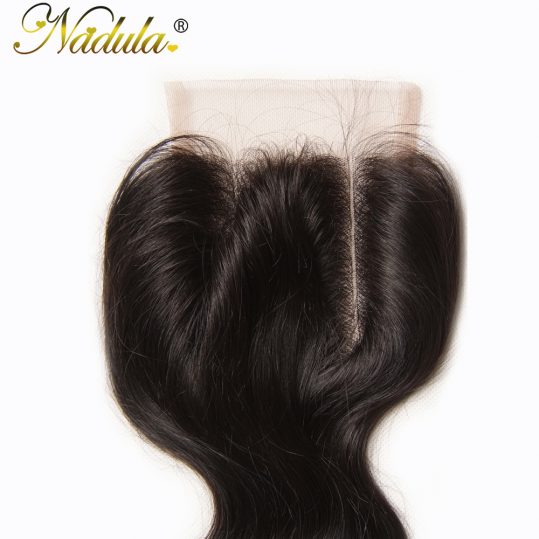 Nadula Hair 4*4 Three Part Malaysian Body Wave Closure 10-20INCH Non Remy Hair Swiss Lace Closure 120% Density 100% Human Hair