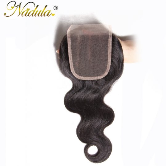 Nadula Hair 4*4 Three Part Malaysian Body Wave Closure 10-20INCH Non Remy Hair Swiss Lace Closure 120% Density 100% Human Hair