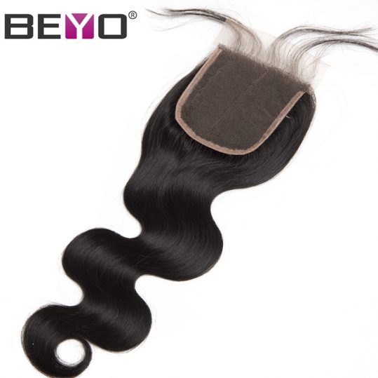 Beyo Malaysian Body Wave Lace Closure With Baby Hair 100% Human Hair 4x4 Free Part Non-Remy Hair Natural Color Free Shipping