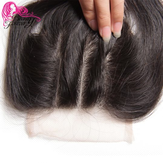 Beauty Forever Malaysian Hair Lace Closure Body Wave Non-Remy Human Hair 4*4 Three Part Closure 120% Density Natural Color