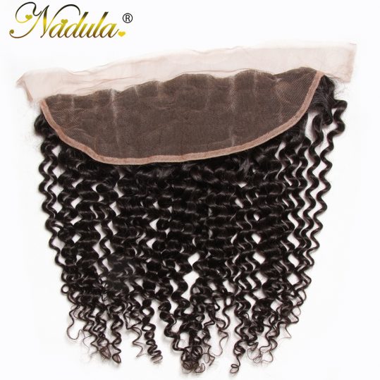 Nadula Hair 10-20INCH Free Part Malaysian Curly Hair Closure Piece 13x4 Lace Frontal Non Remy Hair Weave Medium Brown