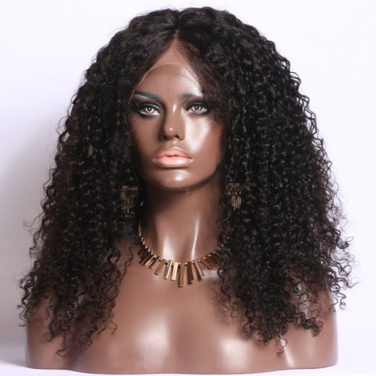 Glueless Kinky Curly Pre Plucked Hairline Full Lace Human Hair Wigs LUFFY Non-remy Malaysia Hair 130% Density For Black Women