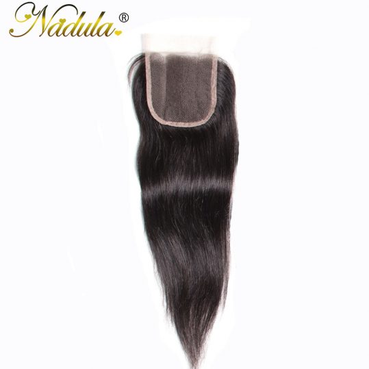 Nadula Hair 4*4 Three Part Malaysian Straight Hair Closure 100% Human Hair Extensions Non-Remy Hair Lace Closure 10-20inch