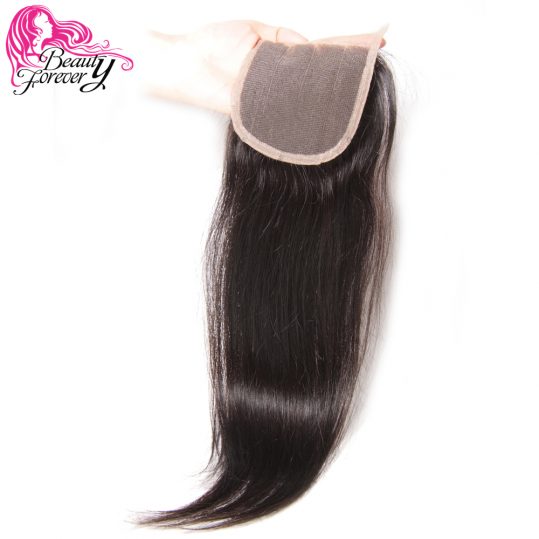 Beauty Forever Lace Closure Malaysian Straight Hair 4*4 Three Part Non-remy Human Hair Natural Color 10-20 inch Free shipping
