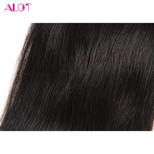 ALOT Hair Straight Lace Closure 4x4 Three Part 100% Human Hair Natural Color 8-18Inch Malaysian Non-Remy Hair With Baby Hair