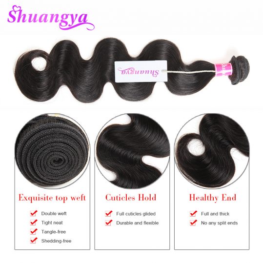 Shuangya Hair Malaysian Body Wave Hair Bundles 100% Human Hair Weave Non Remy Hair Weaving 10-28Inch Natural Color Free Ship