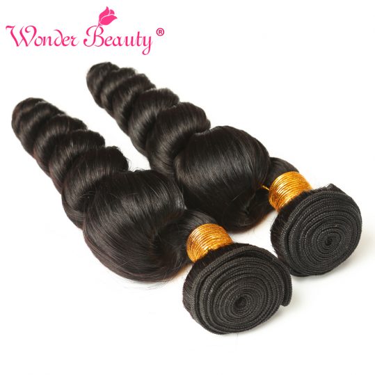 Wonder Beauty hair weaves Non-remy Hair one bundle only  8-26 inches natural black color Malaysian loose wave free shipping
