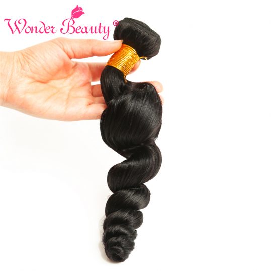 Wonder Beauty hair weaves Non-remy Hair one bundle only  8-26 inches natural black color Malaysian loose wave free shipping