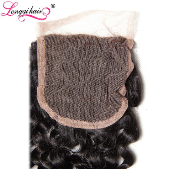 Longqi Hair Malaysian Curly Hair Lace Closure Three Part 4"x4" 10-20 Inch 120% Density Human Non-Remy Hair Free Shipping
