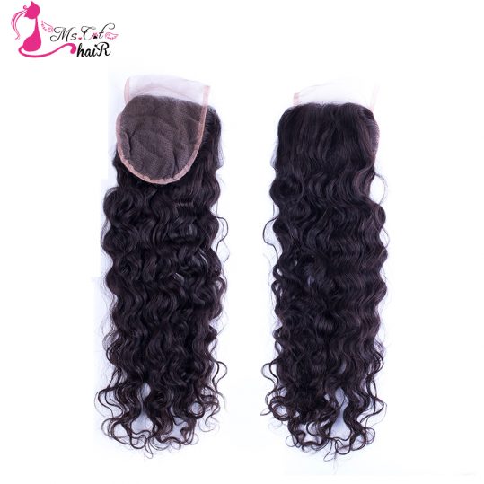 Deep Wave Lace Closure Ms Cat Hair Lace Size 4"X4" 100% Human Hair Free Part None-Remy Hair Malaysian Hair Closure