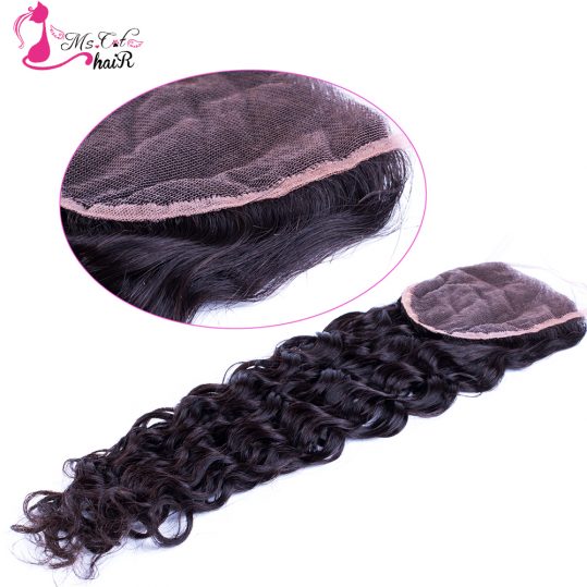 Deep Wave Lace Closure Ms Cat Hair Lace Size 4"X4" 100% Human Hair Free Part None-Remy Hair Malaysian Hair Closure