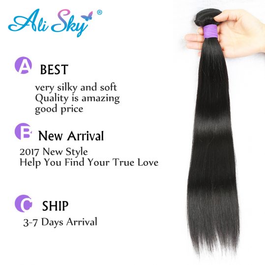 Ali Sky Malaysian nonremy Hair Straight Weave Bundles 1pc 8"-26" Hair Weaving UK Double Weft Can Be Dyed Hair Extension