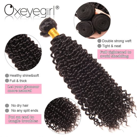 Oxeye girl Afro Kinky Curly Hair Bundles Malaysian Human Hair Weave Bundles Natural Color Non Remy Hair Extensions Can Be Mixed