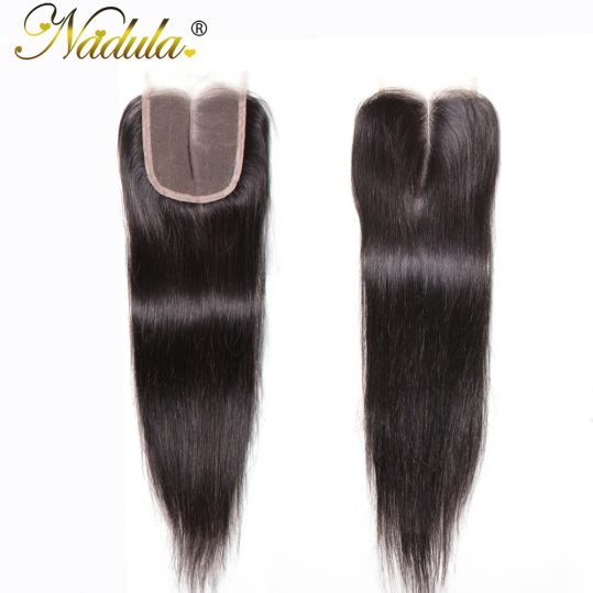 Nadula Hair 4x4 Middle Part Closure Indian Straight Hair Natural Extensions Non-Remy Hair 10-20Inch Swiss Lace Closure