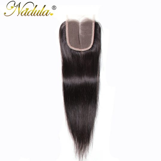 Nadula Hair 4x4 Middle Part Closure Indian Straight Hair Natural Extensions Non-Remy Hair 10-20Inch Swiss Lace Closure