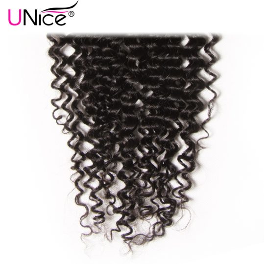 UNICE HAIR Company Indian Curly Hair Lace Closure Middle Part Non Remy Human Hair Closure Swiss Lace 10"-20" Natural Color