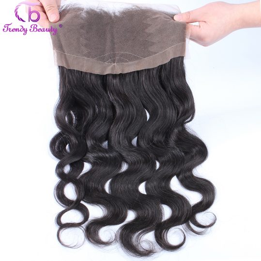 Trendy Beauty 360 Lace Frontal with Baby Hair Indian Body Wave Non- Remy human hair Free Part Natural Black color Free Shipping