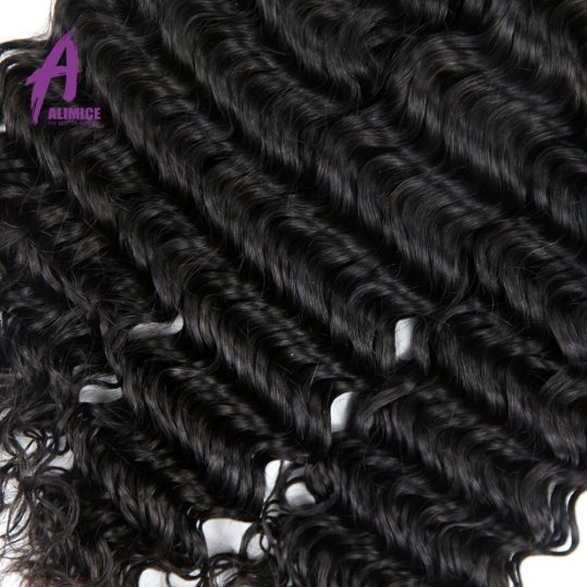 Alimice Hair Indian Hair Deep Wave Extensions 100% Human Hair Weave Bundles Non-Remy Hair Weaves Can Be Dyed Natural Color