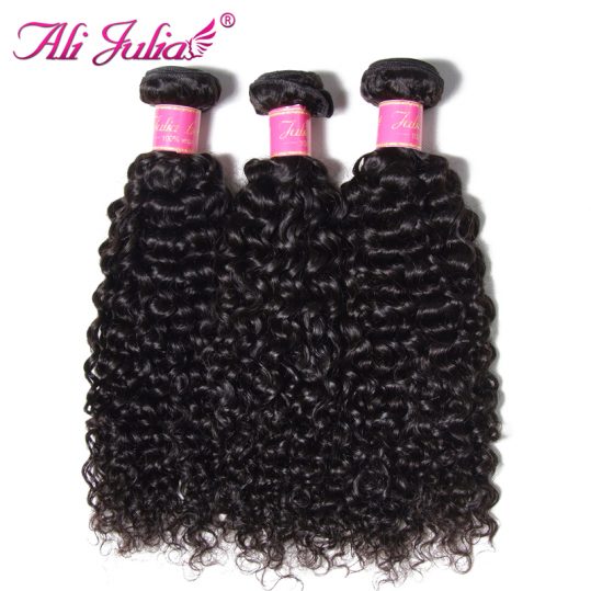 Ali Julia Hair Indian Curly Hair 100% Human Non Remy Hair Weaving Natural Color Machine Double Weft 8-26 Inches 1 Piece