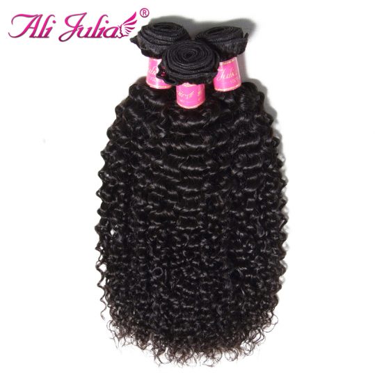 Ali Julia Hair Indian Curly Hair 100% Human Non Remy Hair Weaving Natural Color Machine Double Weft 8-26 Inches 1 Piece