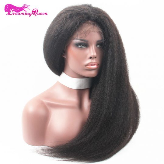 Dreaming Queen Hair High Density 360 Lace Frontal Kinky Straight Hair Wig Brazilian Remy Hair Full Lace Wig With Baby Hair