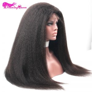 Dreaming Queen Hair High Density 360 Lace Frontal Kinky Straight Hair Wig Brazilian Remy Hair Full Lace Wig With Baby Hair