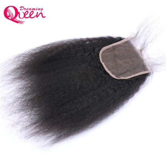 Dreaming Queen Hair Kinky Straight Hair 4X4 Lace Closure With Baby Hair Brazilian Remy Hair Natural Color 100% Human Hair