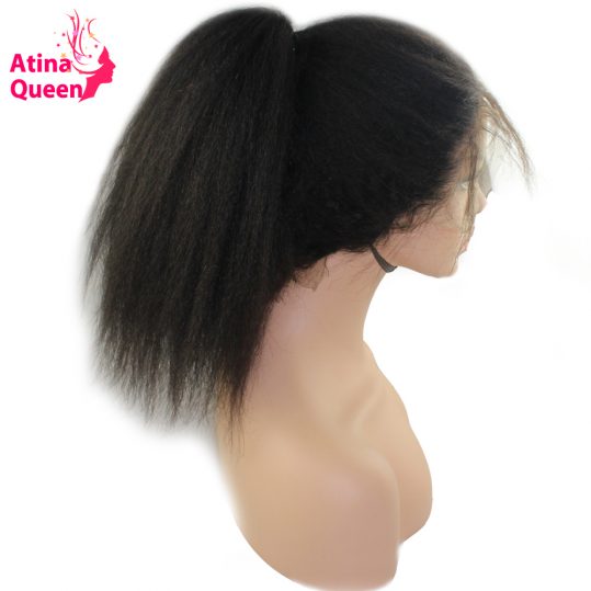 Atina Queen Kinky Straight Glueless Full Lace Wigs Human Hair with Baby Hair for Black Women Afro Brazilian Italian Coarse remy