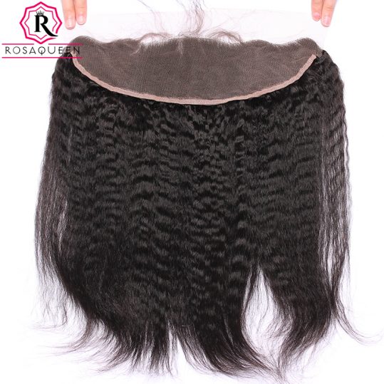 Rosa Queen Kinky Straight Lace Frontal Closure 13"x4" 100% Human Hair Brazilian Remy Hair